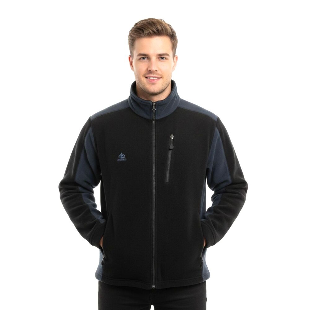 SDI Men Medium Garland Golf Resort Full Zip Fleece Black Blue Pockets Warm